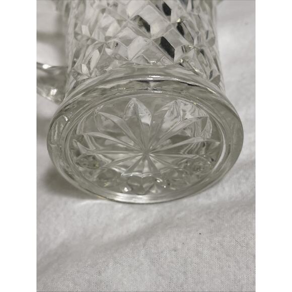 Vtg 1960s Anchor Hocking Pineapple Design Clear Glass Pitcher W/Ribbed Handle - Picture 4 of 4